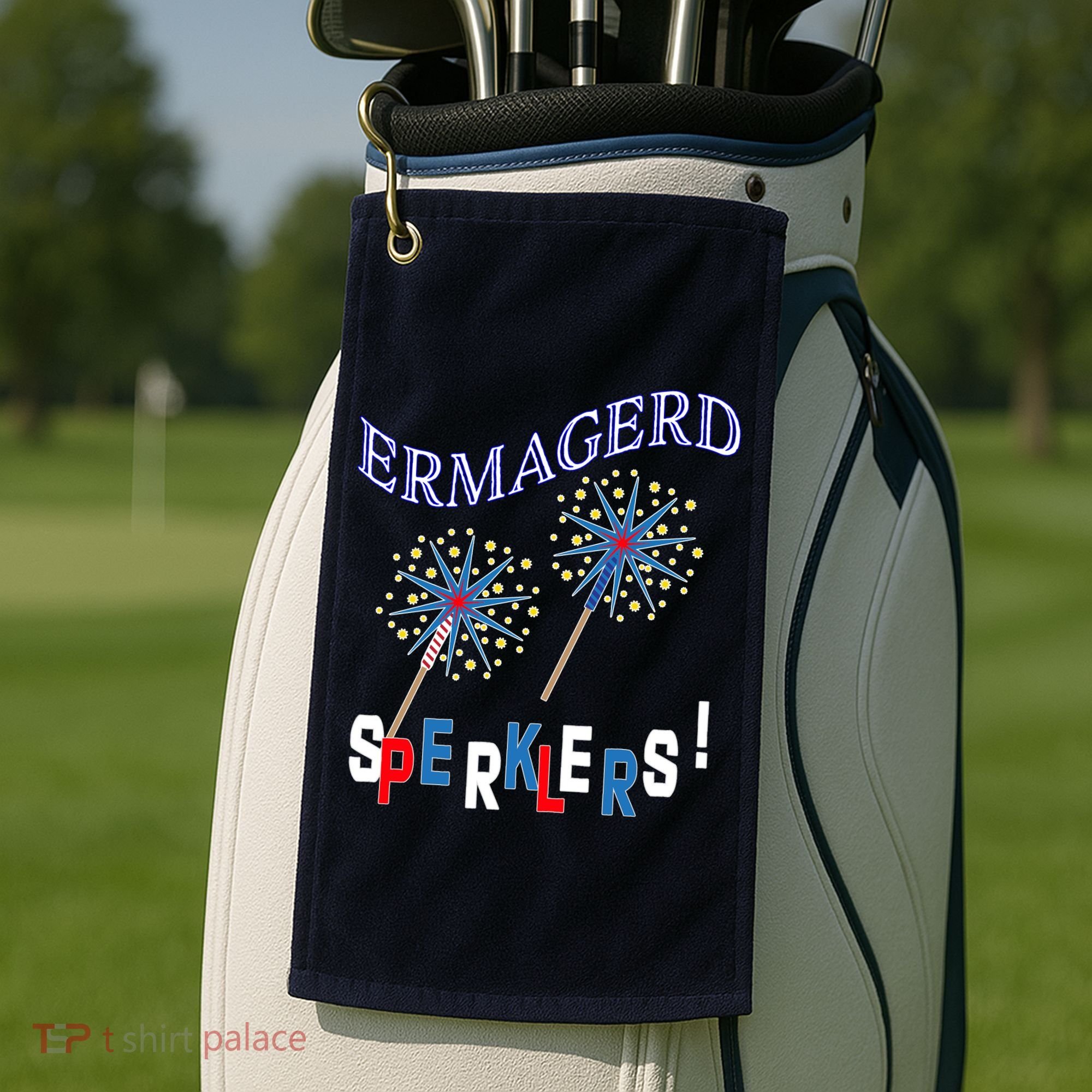Funny 4th of July Ermagerd Sparklers Golf Towel