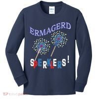 Funny 4th of July Ermagerd Sparklers Kids Long Sleeve Shirt thumb 0