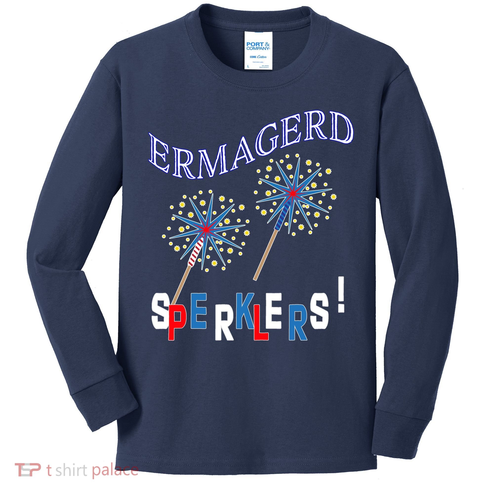 Funny 4th of July Ermagerd Sparklers Kids Long Sleeve Shirt