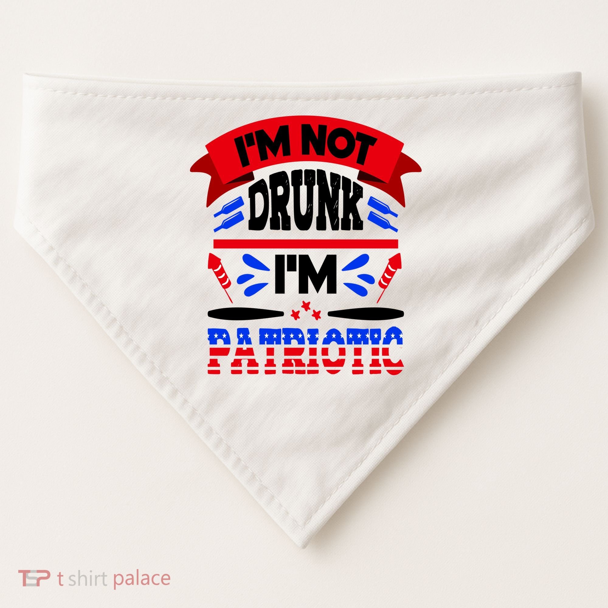 Funny 4th of July Not Drunk Patriotic USA-Made Doggie Bandana