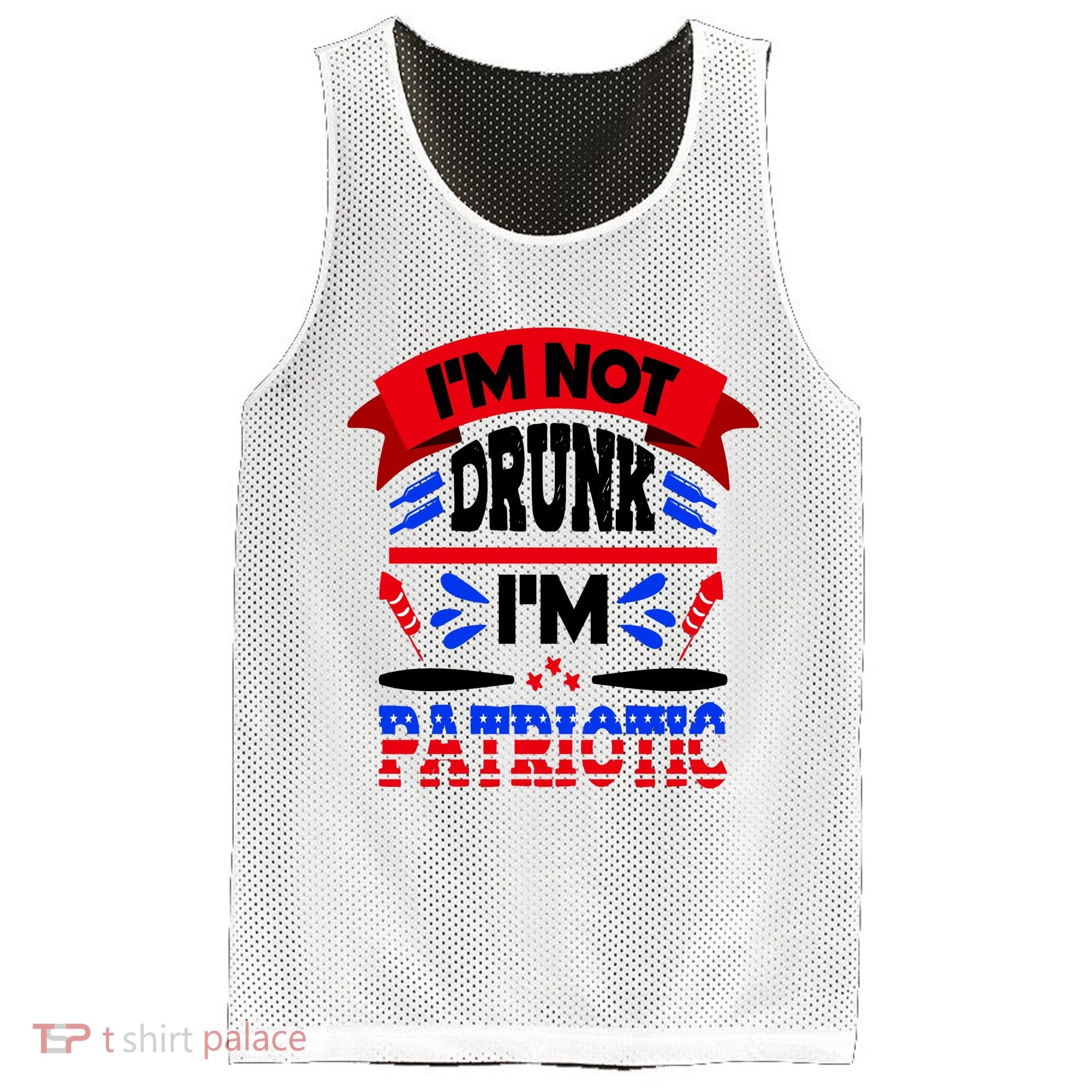 Funny 4th of July Not Drunk Patriotic Mesh Reversible Basketball Jersey Tank