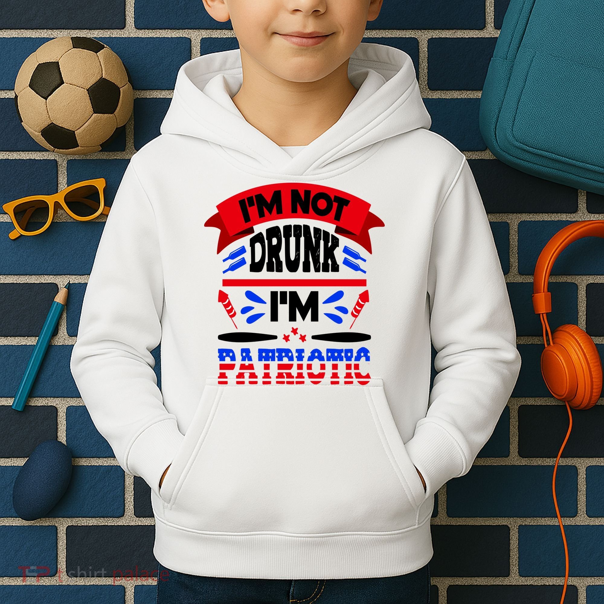 Funny 4th of July Not Drunk Patriotic Kids Hoodie