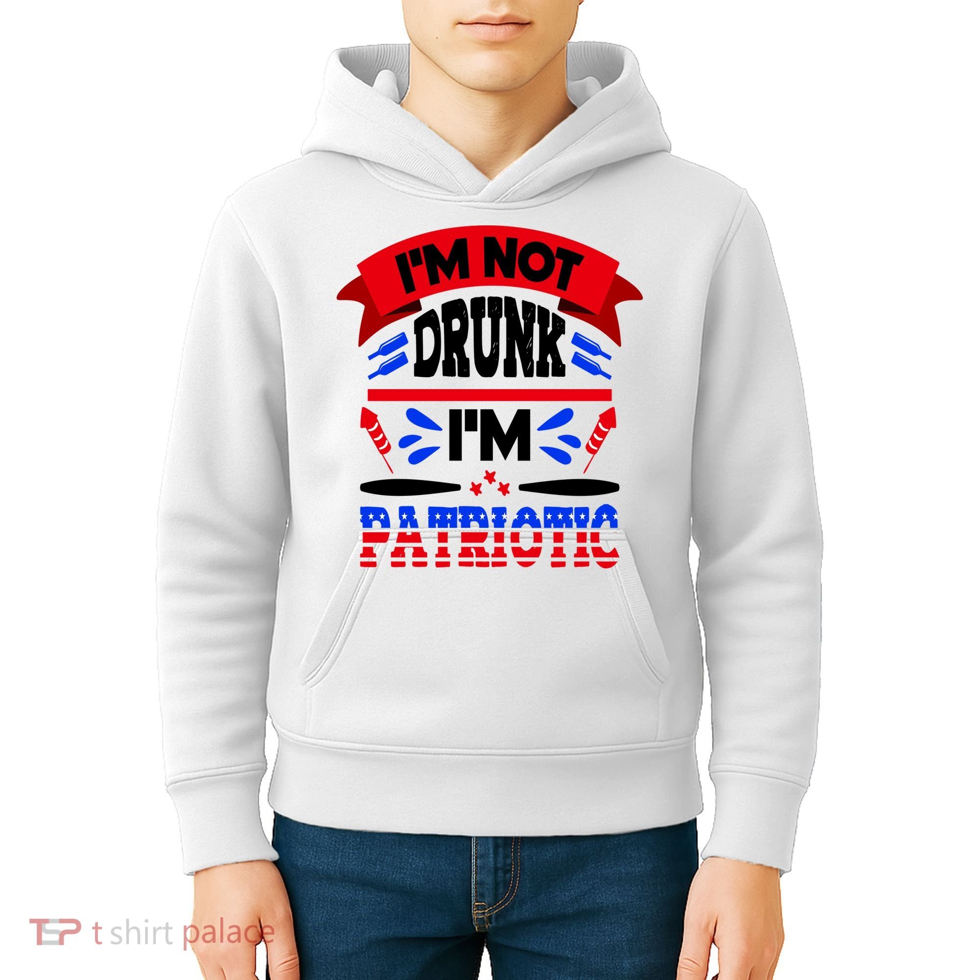Funny 4th of July Not Drunk Patriotic Kids Hoodie