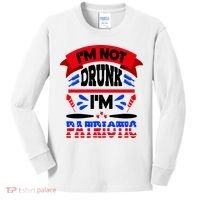 Funny 4th of July Not Drunk Patriotic Kids Long Sleeve Shirt thumb 0