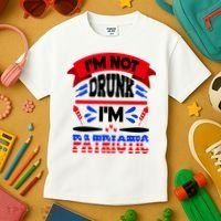 Funny 4th of July Not Drunk Patriotic Kids T-Shirt thumb 3