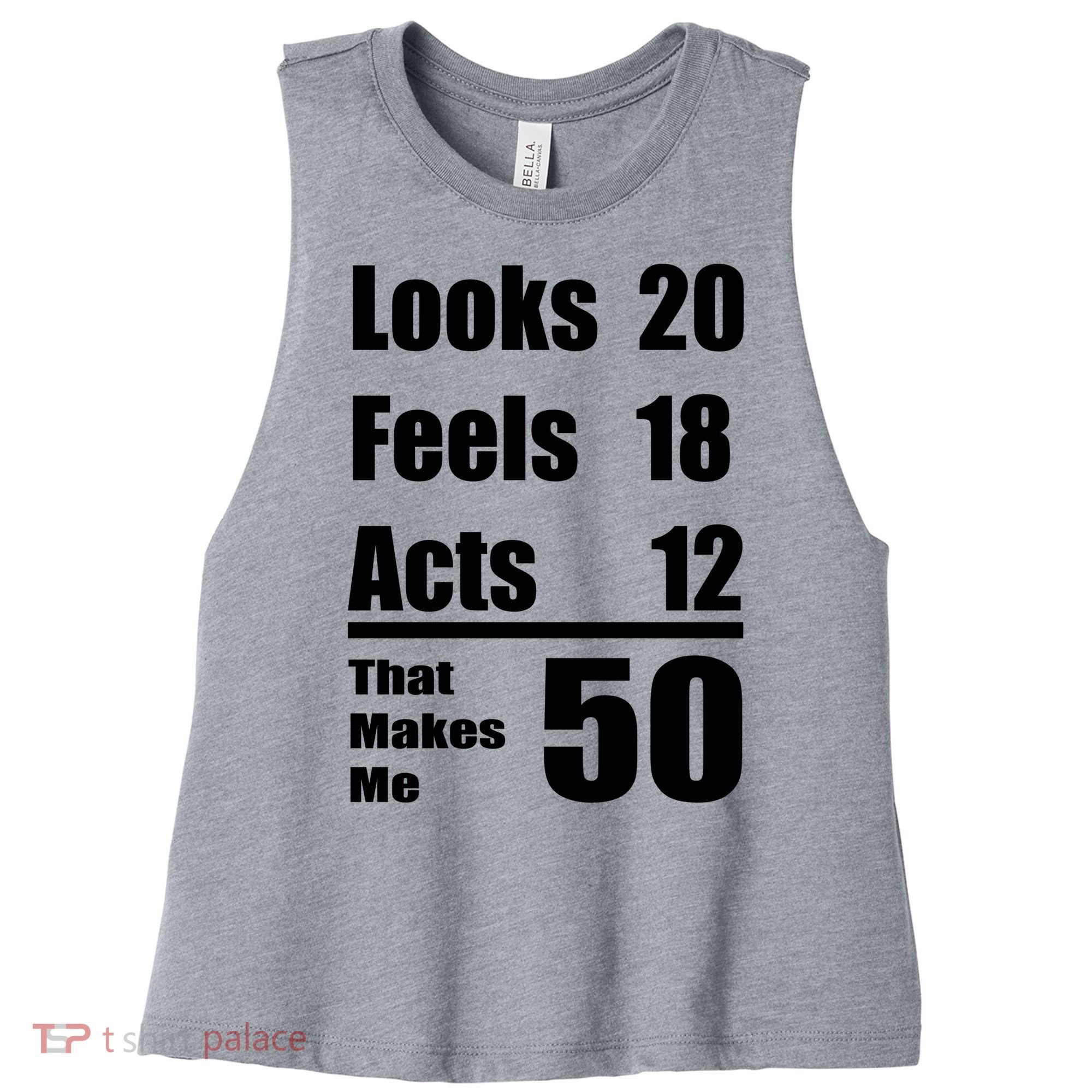 Funny 50th Birthday Fifty Years Women's Racerback Cropped Tank