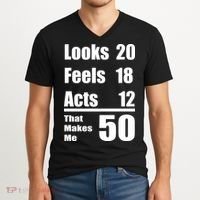 Funny 50th Birthday Fifty Years V-Neck T-Shirt thumb 2