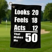 Funny 50th Birthday Fifty Years Golf Towel thumb 1