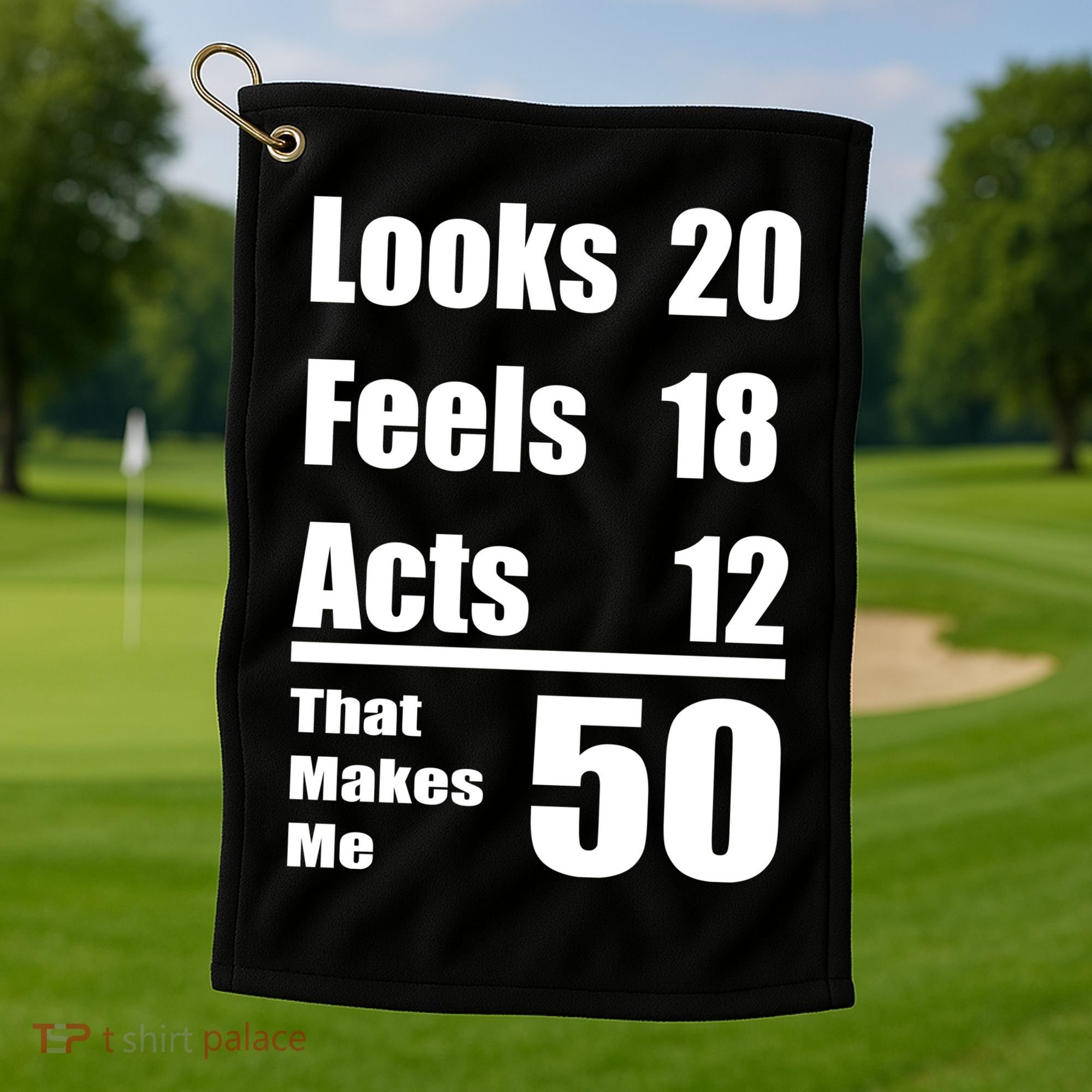 Funny 50th Birthday Fifty Years Golf Towel