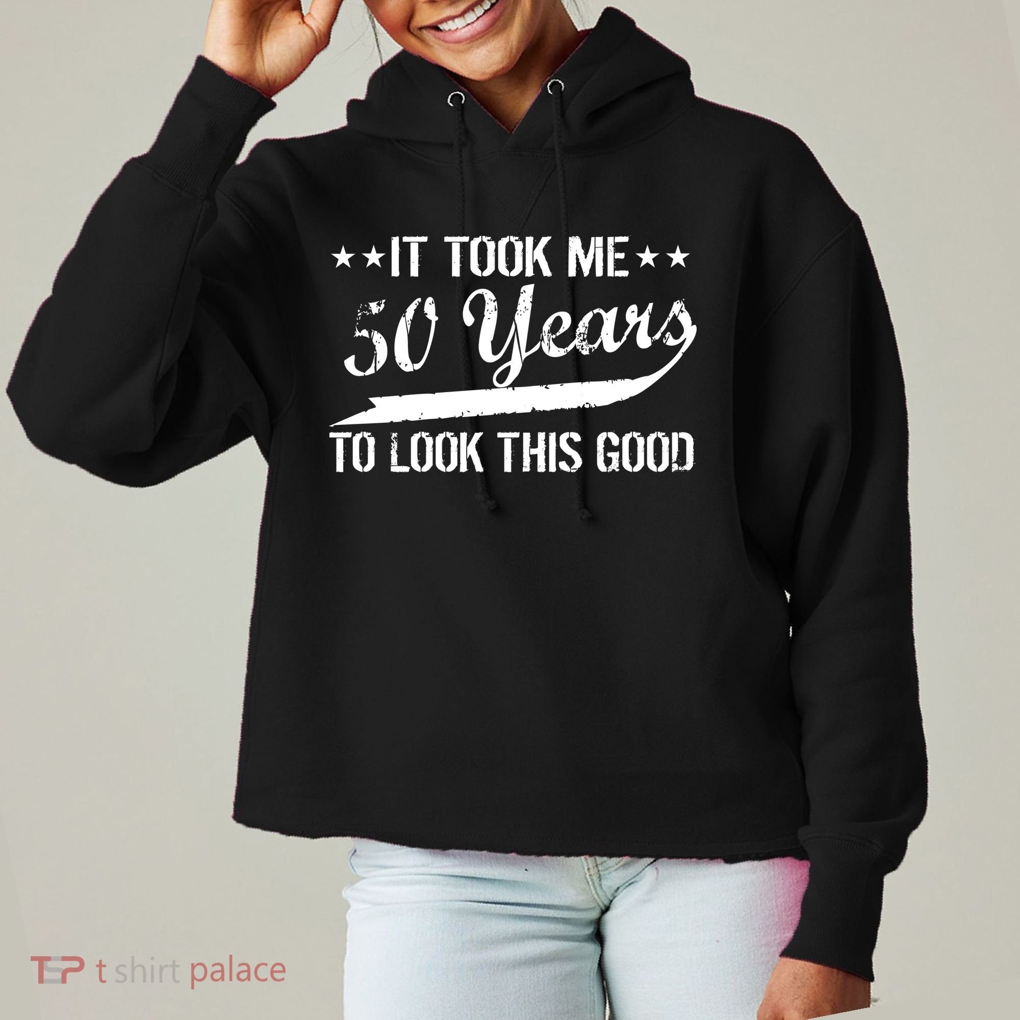 Funny 50th Birthday: It Took Me 50 Years To Look This Good Ladies Heavyweight Boxy Pullover Hoodie