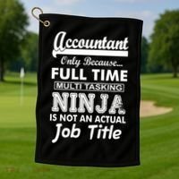 Funny Accountant Full Time Ninja Golf Towel thumb 1