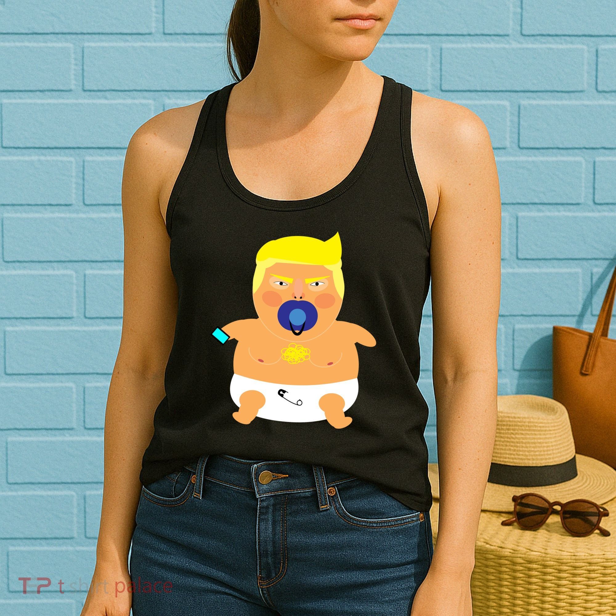 Funny Angry Baby Trump Balloon Women's Tank Top