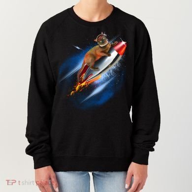 Funny Astronaut Cat Blasting Off In Space Women's Sweatshirt