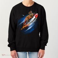 Funny Astronaut Cat Blasting Off In Space Women's Sweatshirt thumb 0
