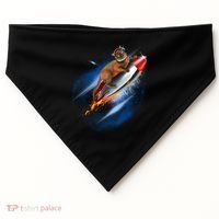 Funny Astronaut Cat Blasting Off In Space USA-Made Doggie Bandana thumb 0