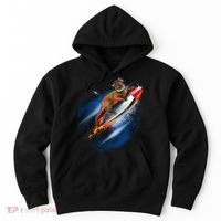 Funny Astronaut Cat Blasting Off In Space Hoodie thumb 0