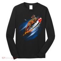 Funny Astronaut Cat Blasting Off In Space Long Sleeve Shirt thumb 0
