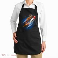 Funny Astronaut Cat Blasting Off In Space Apron thumb 2