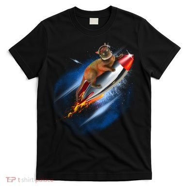 Funny Astronaut Cat Blasting Off In Space T-Shirt