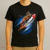 Funny Astronaut Cat Blasting Off In Space T-Shirt thumb 3