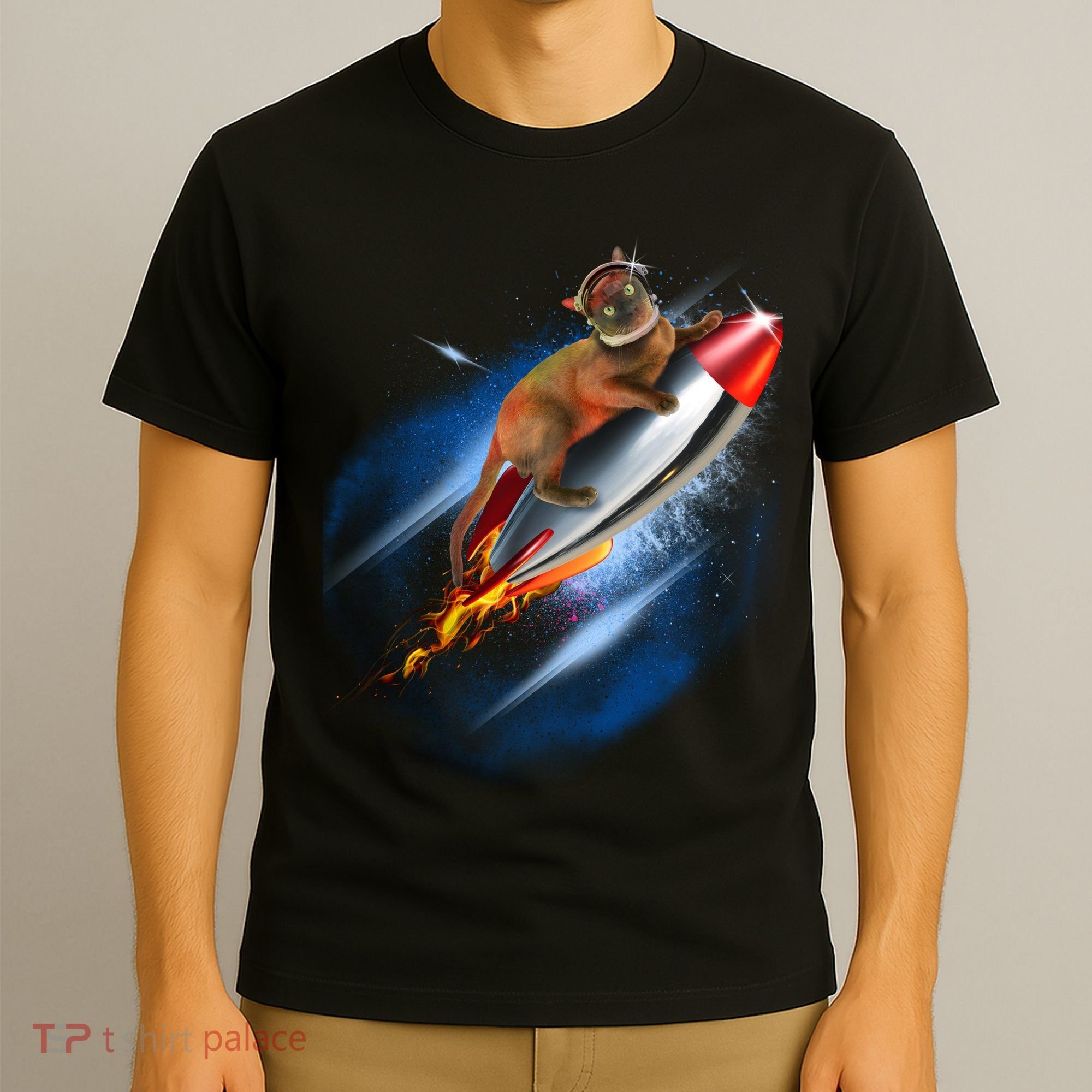 Funny Astronaut Cat Blasting Off In Space T-Shirt