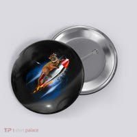 Funny Astronaut Cat Blasting Off In Space Button thumb 0