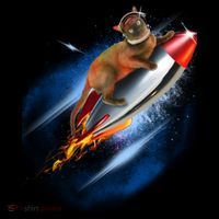 Funny Astronaut Cat Blasting Off In Space Bucket Hat thumb 4