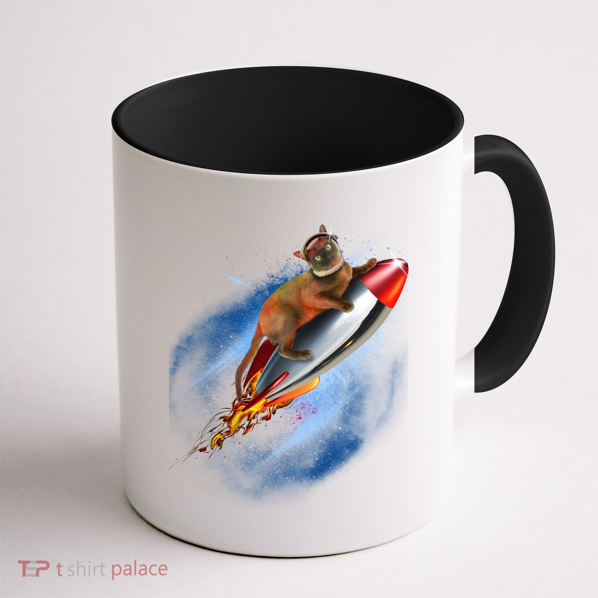 Funny Astronaut Cat Blasting Off In Space Coffee Mug