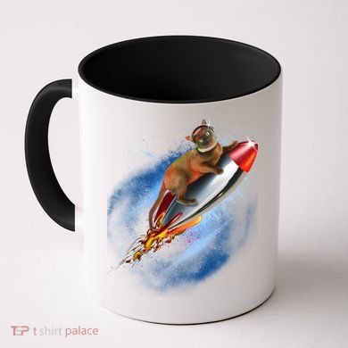 Funny Astronaut Cat Blasting Off In Space Coffee Mug