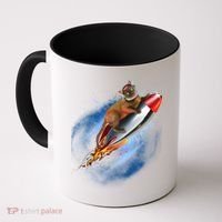 Funny Astronaut Cat Blasting Off In Space Coffee Mug thumb 0