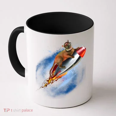 Funny Astronaut Cat Blasting Off In Space Coffee Mug