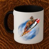 Funny Astronaut Cat Blasting Off In Space Coffee Mug thumb 2