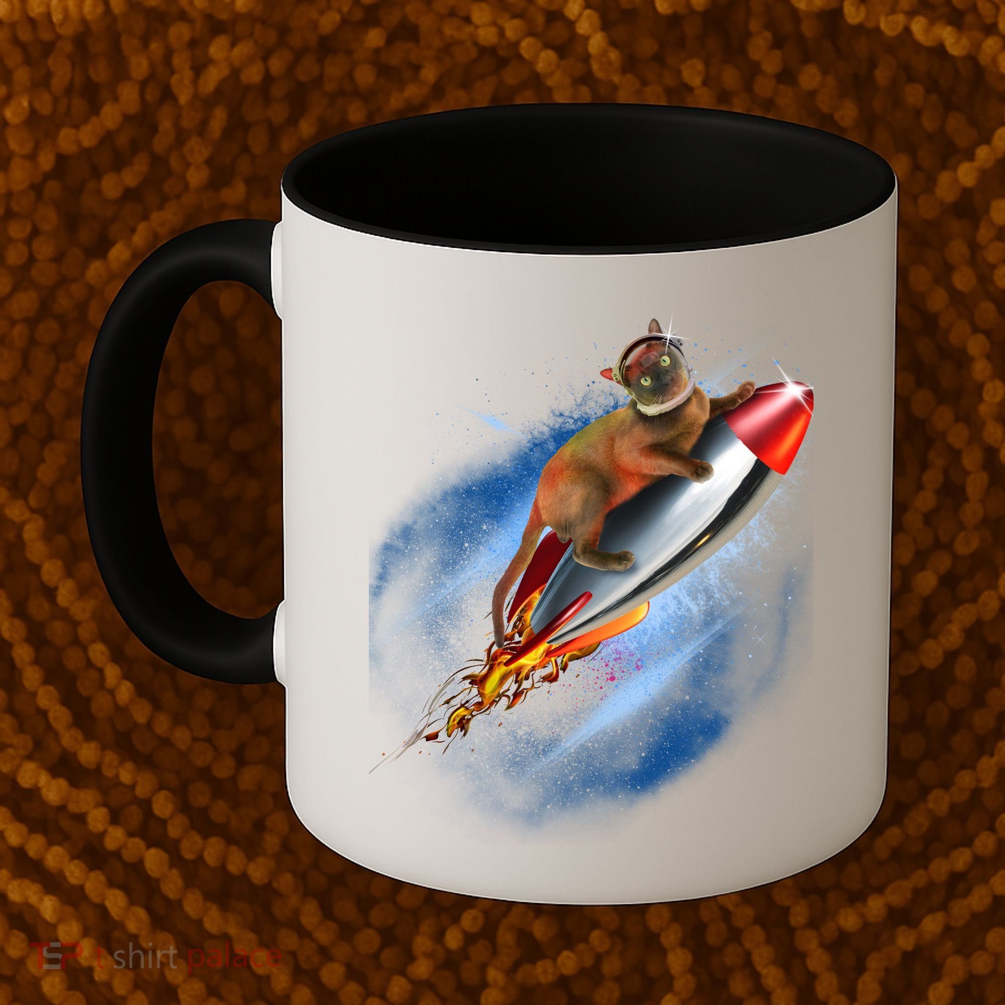 Funny Astronaut Cat Blasting Off In Space Coffee Mug