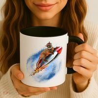 Funny Astronaut Cat Blasting Off In Space Coffee Mug thumb 3