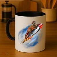 Funny Astronaut Cat Blasting Off In Space Coffee Mug thumb 4