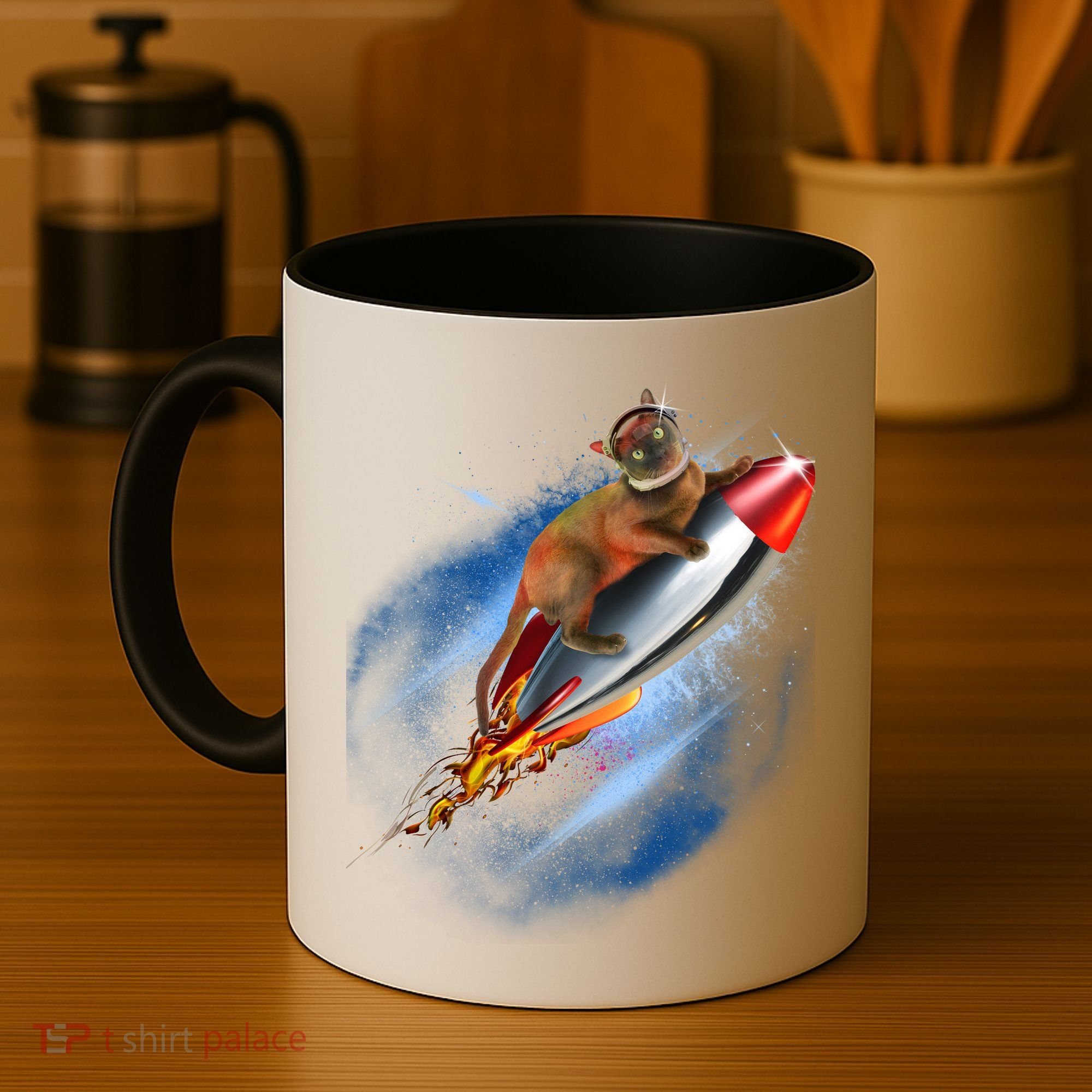 Funny Astronaut Cat Blasting Off In Space Coffee Mug