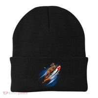 Funny Astronaut Cat Blasting Off In Space Beanie thumb 0