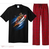 Funny Astronaut Cat Blasting Off In Space Pajama Set thumb 0