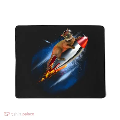 Funny Astronaut Cat Blasting Off In Space Mousepad