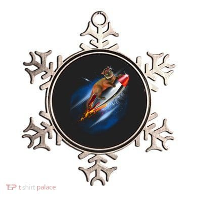Funny Astronaut Cat Blasting Off In Space Ornament