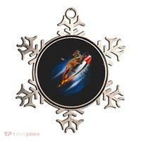 Funny Astronaut Cat Blasting Off In Space Ornament thumb 0