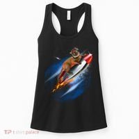 Funny Astronaut Cat Blasting Off In Space Women's Tank Top thumb 0