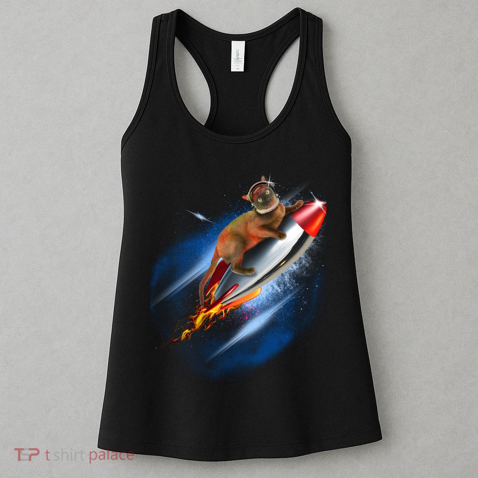 Funny Astronaut Cat Blasting Off In Space Women's Tank Top