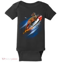 Funny Astronaut Cat Blasting Off In Space Baby Bodysuit thumb 0