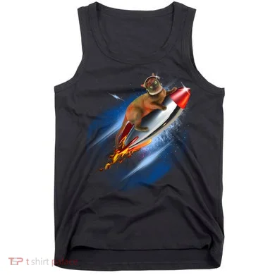 Funny Astronaut Cat Blasting Off In Space Tank Top