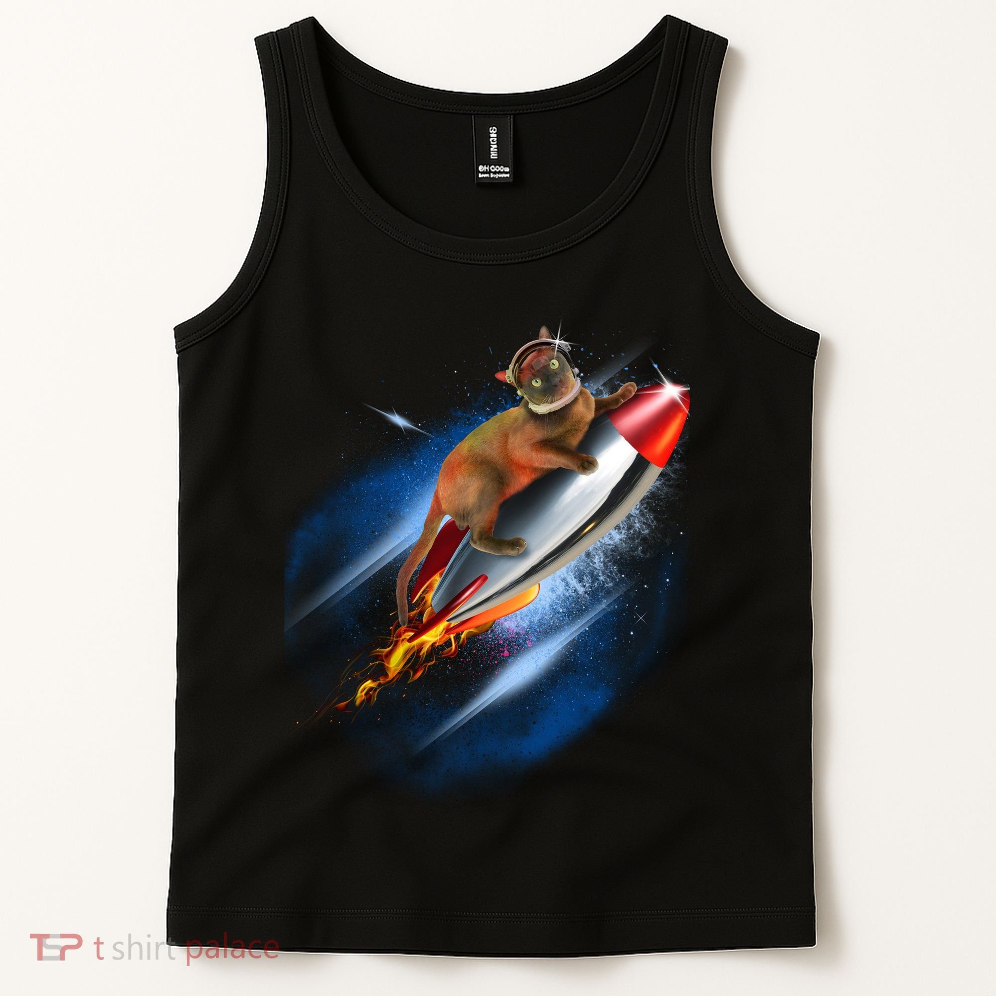 Funny Astronaut Cat Blasting Off In Space Tank Top