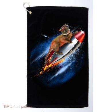 Funny Astronaut Cat Blasting Off In Space Golf Towel