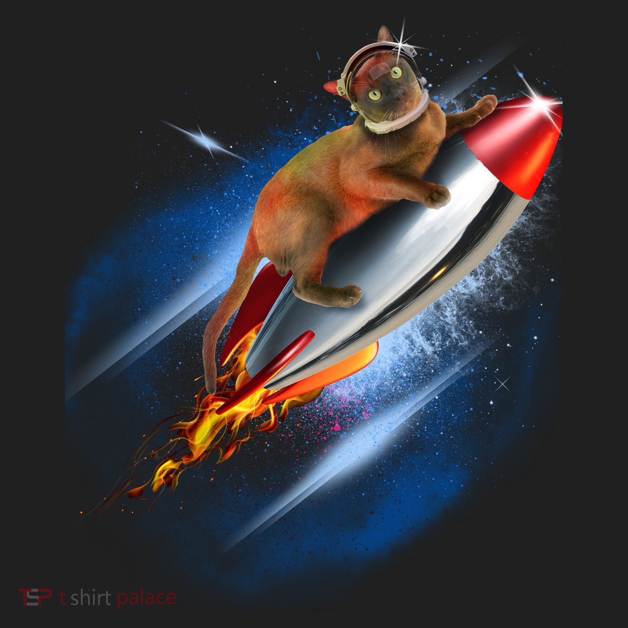 Funny Astronaut Cat Blasting Off In Space Golf Towel