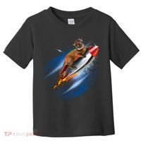 Funny Astronaut Cat Blasting Off In Space Toddler T-Shirt thumb 0