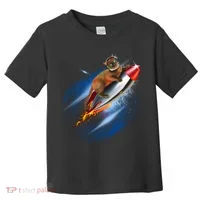 Funny Astronaut Cat Blasting Off In Space Toddler T-Shirt thumb 0